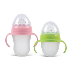 Green handle 150ml/240ml silicone baby bottle