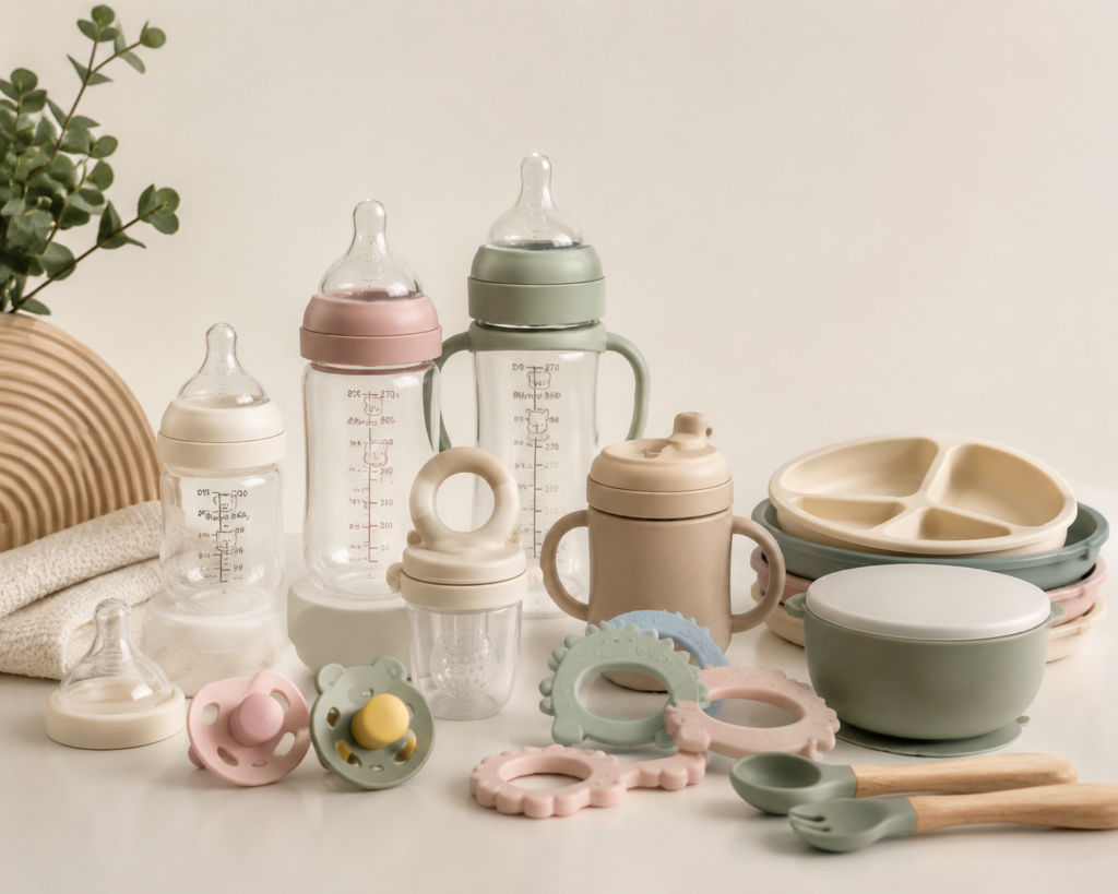 Silicone baby products manufacturer for custom baby bottles, teethers, pacifiers and feeding sets