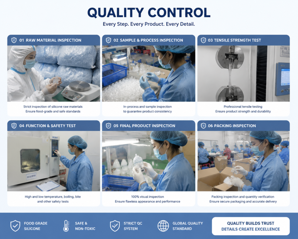 Silicone baby products quality control in a China OEM factory
